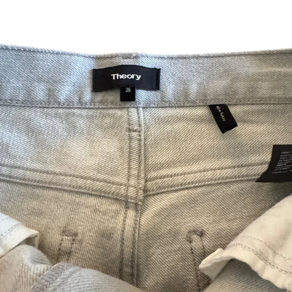 Theory Treeca Straight-Leg Mid Rise Cotton Blend Women's Gray Jeans Size 26 NWOT - Picture 6 of 11